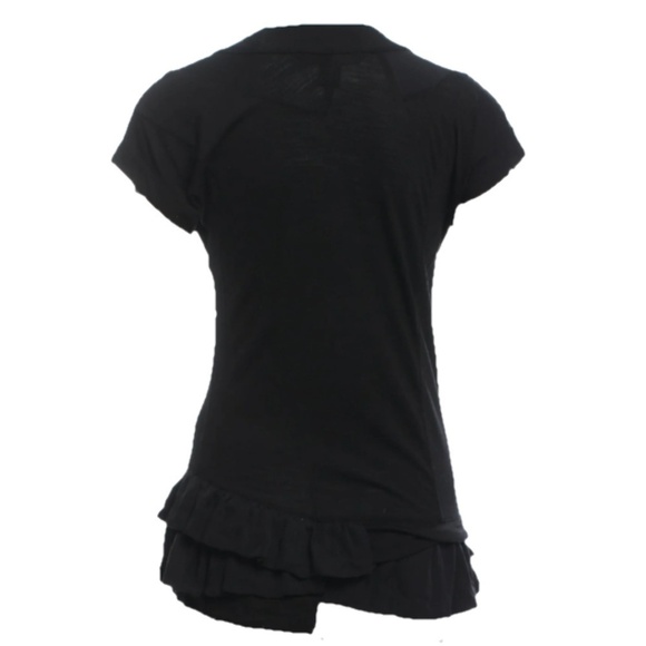 MARC JACOBS Short Sleeve Ruffle Hem Blouse Black XS - Picture 2 of 8